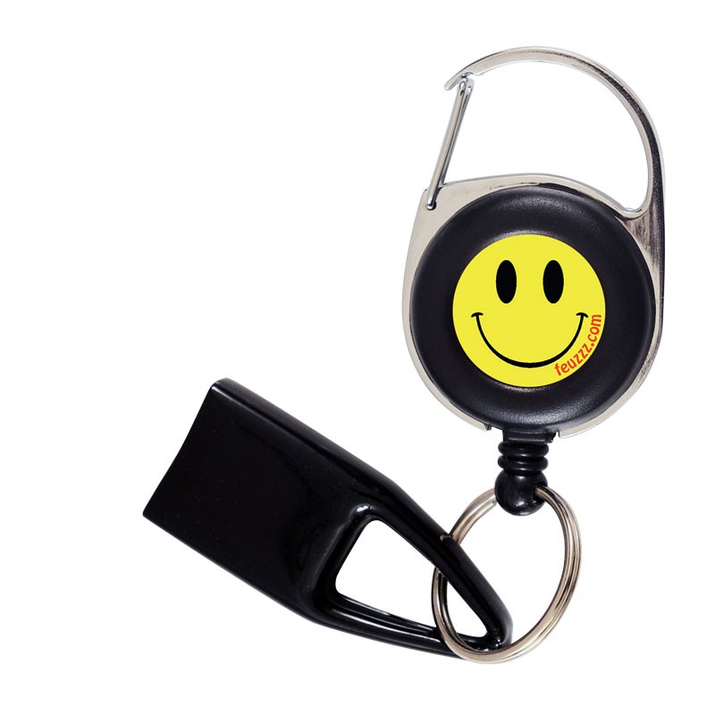 Feuzzz Smiley, porte briquet / clé USB / badge à enrouleur