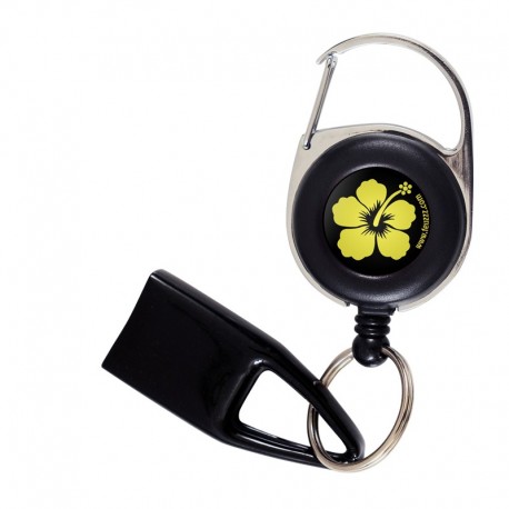 Feuzzz Fleur Des Iles jaune, porte briquet / clé USB / badge à enrouleur