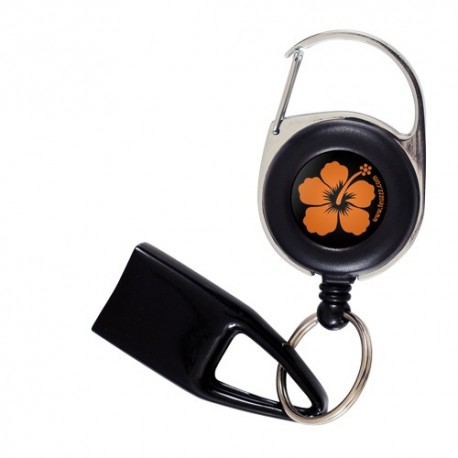 Feuzzz Fleur Des Iles orange, porte briquet / clé USB / badge à enrouleur