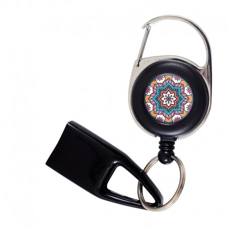 Flat Feuzzz Mandala Bleu , porte briquet / clé USB / badge à enrouleur