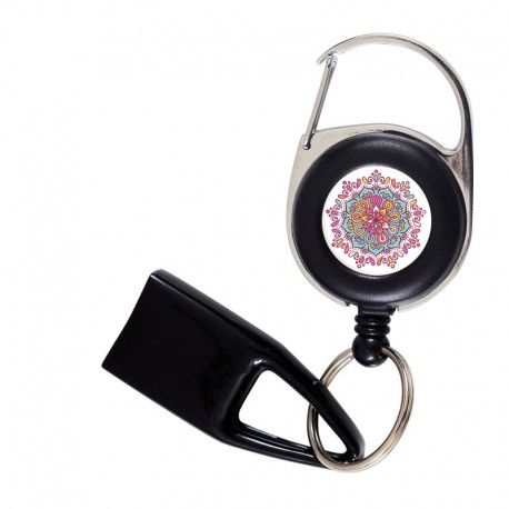 Flat Feuzzz Mandala Rose, porte briquet / clé USB / badge à enrouleur