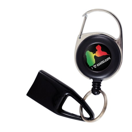 Feuzzz  I love Guadeloupe , porte briquet / clé USB / badge à enrouleur